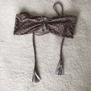 Acacia Swimwear Lumahai Bikini Top Sz Medium RARE Puka brown polka dot